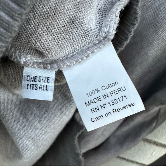 PLANET V-Neck Taupe Gray Lightweight Sweater Cotton Made in Peru High Low Pocket - Picture 9 of 9
